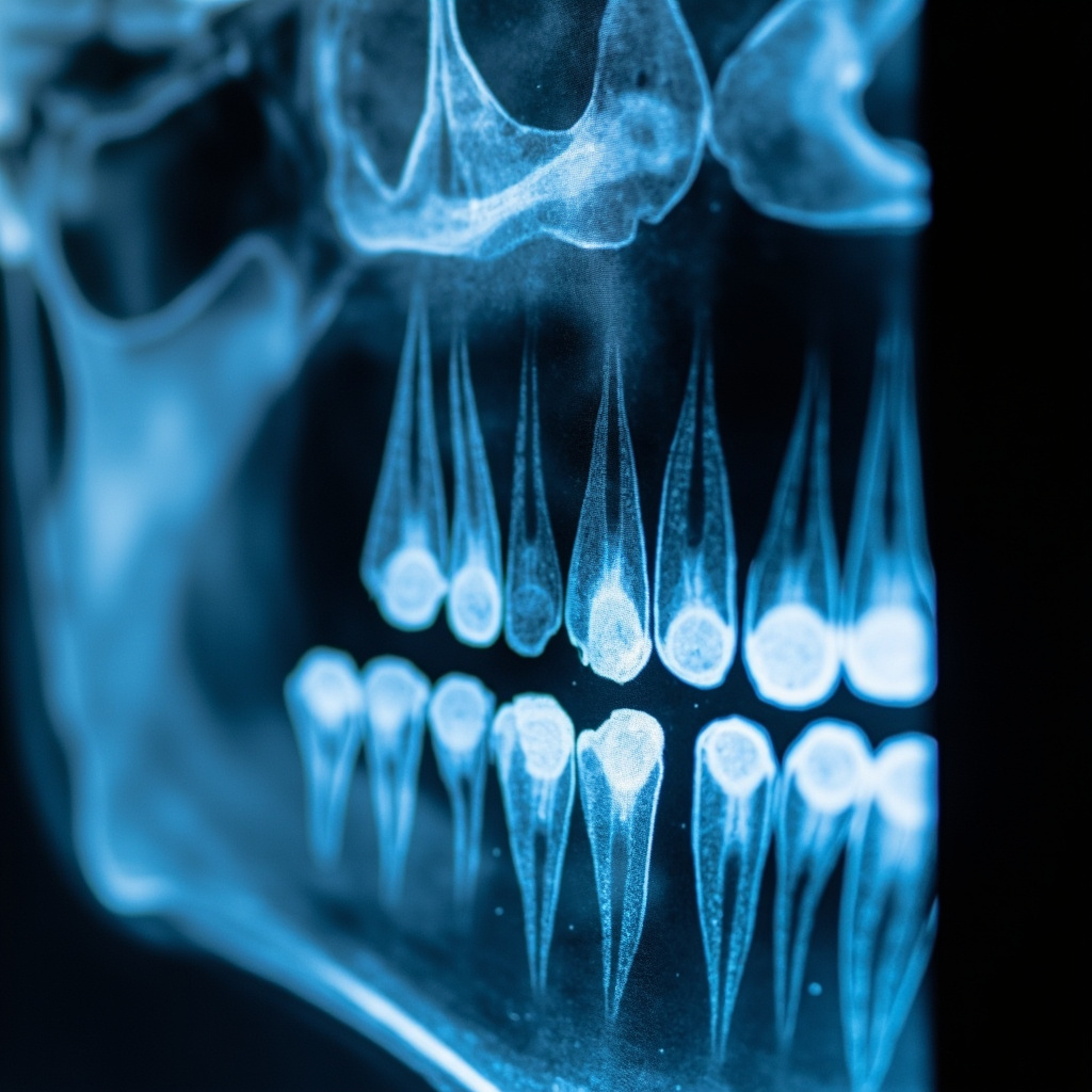 Close-up of dental X-ray imaging sensors and digital radiography components