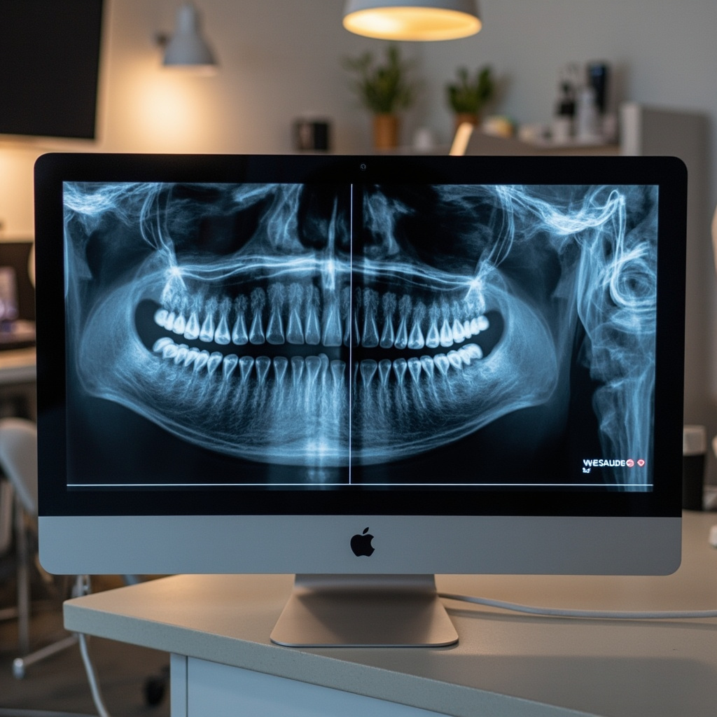 Underexposed dental X-ray comparison showing correct vs incorrect exposure
