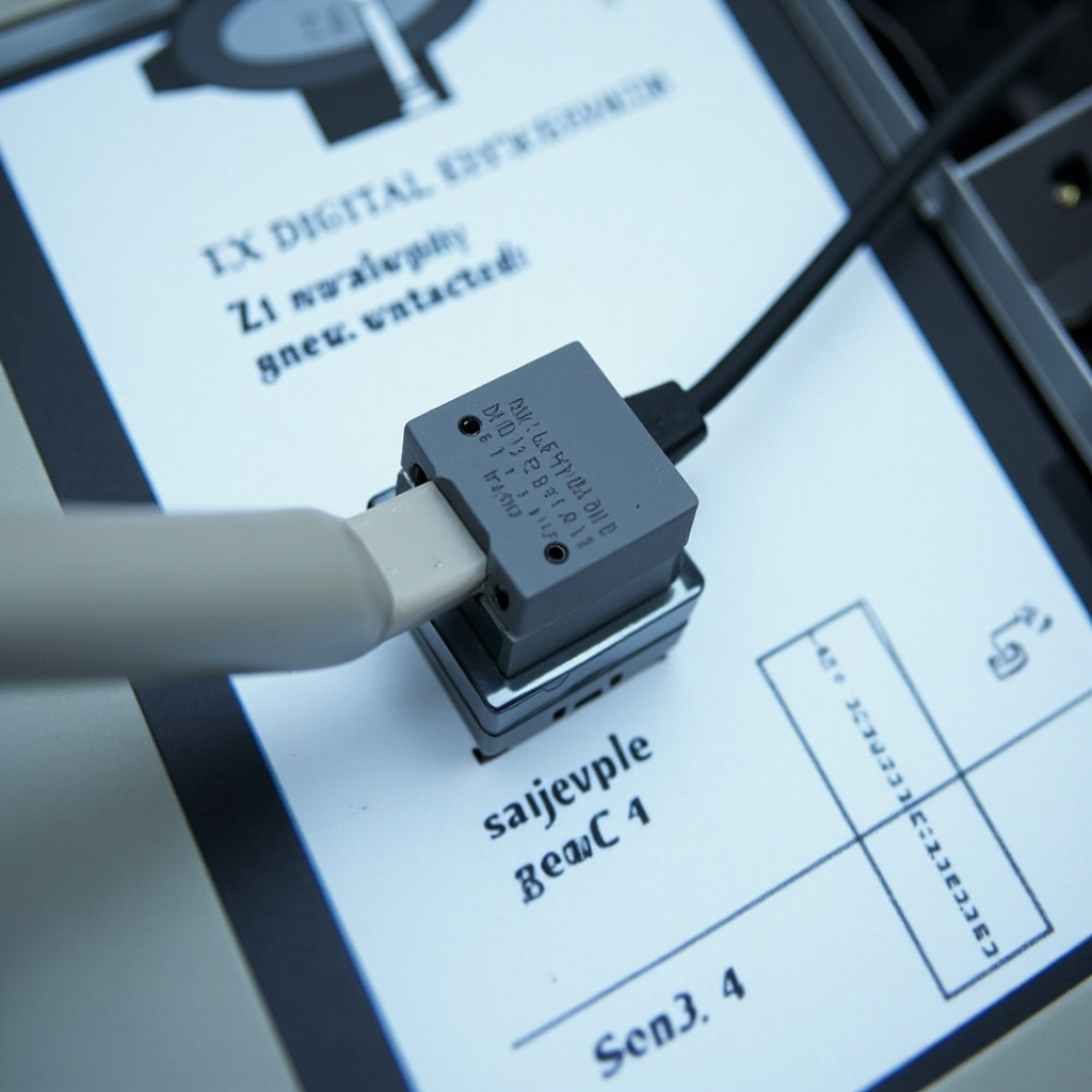 Close-up view of digital X-ray sensor showing USB connection