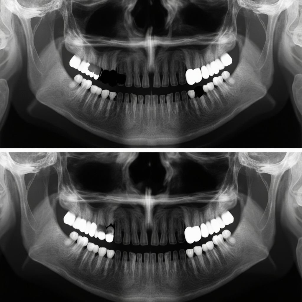 X-ray image showing pixel defects