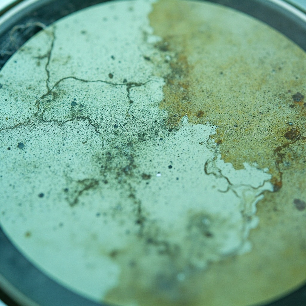 Close-up view of storage phosphor plate artifacts