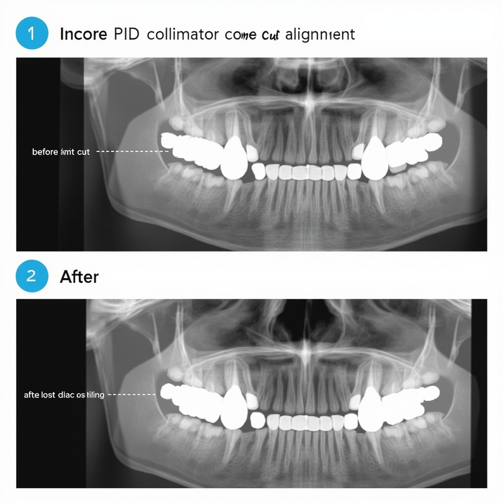 Technical diagram showing PID collimator misalignment examples