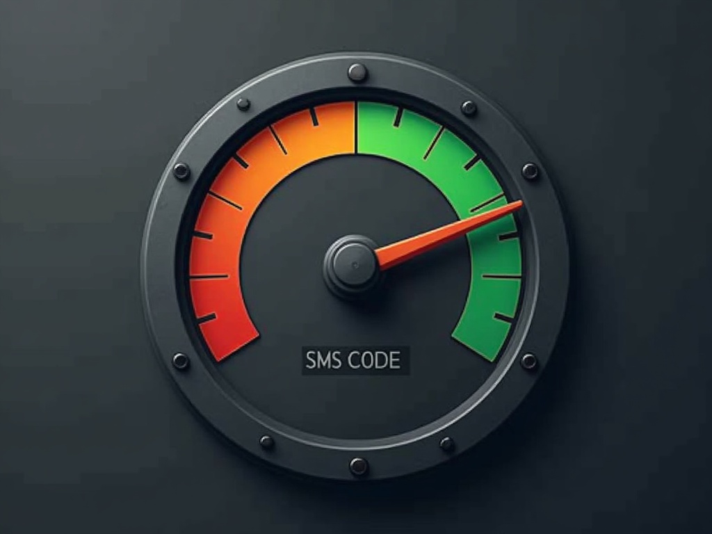 A diagnostic gauge pointing away from SMS codes toward passkeys
