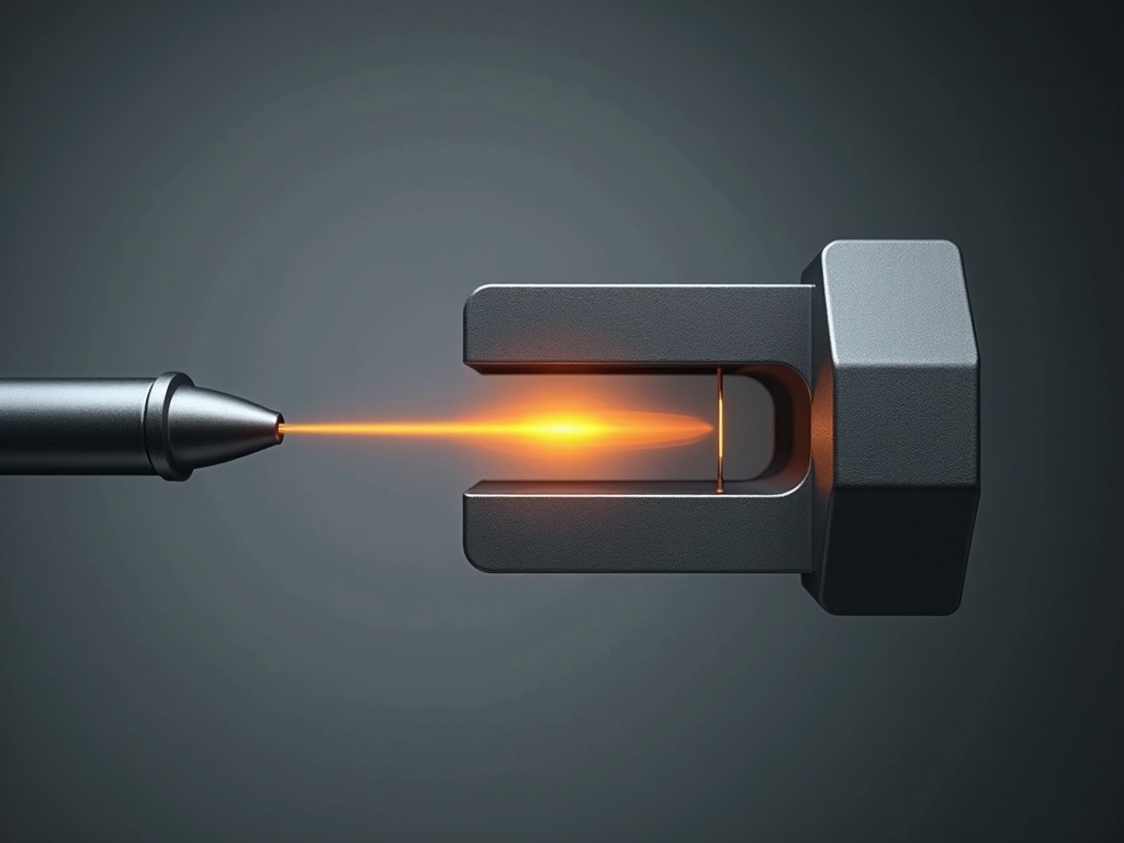 A dental x-ray cone and rectangular collimator aligned to a receptor holder