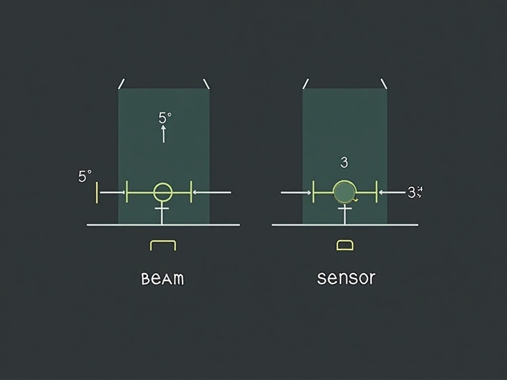 Schematic comparing a round beam and a rectangular beam against a small sensor