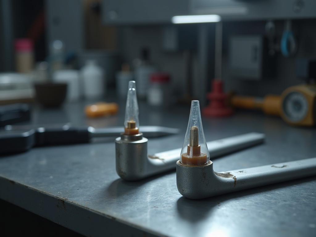 A short and a long PID laid on a service bench beside a caliper