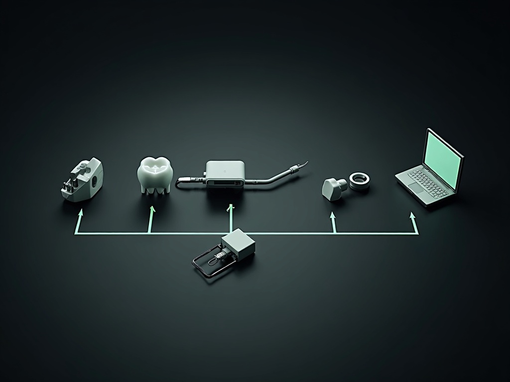The dental imaging chain from tube head through sensor to acquisition computer