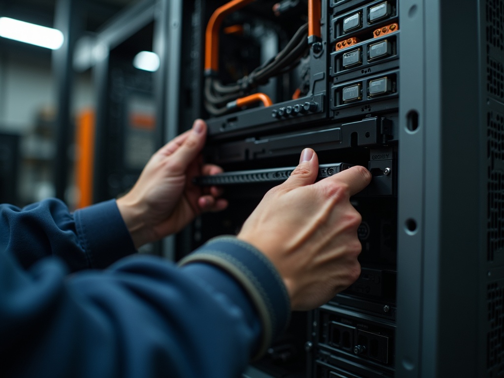 Technician inspecting drive health and internal hardware on an imaging workstation